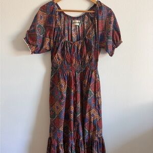 Christy Dawn Rust and Navy Printed Boho Maxi Dress